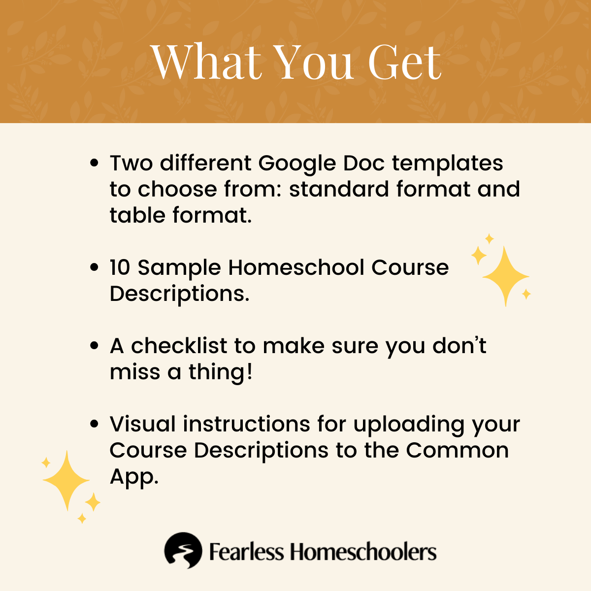 Homeschool Course Descriptions Template co-op includes