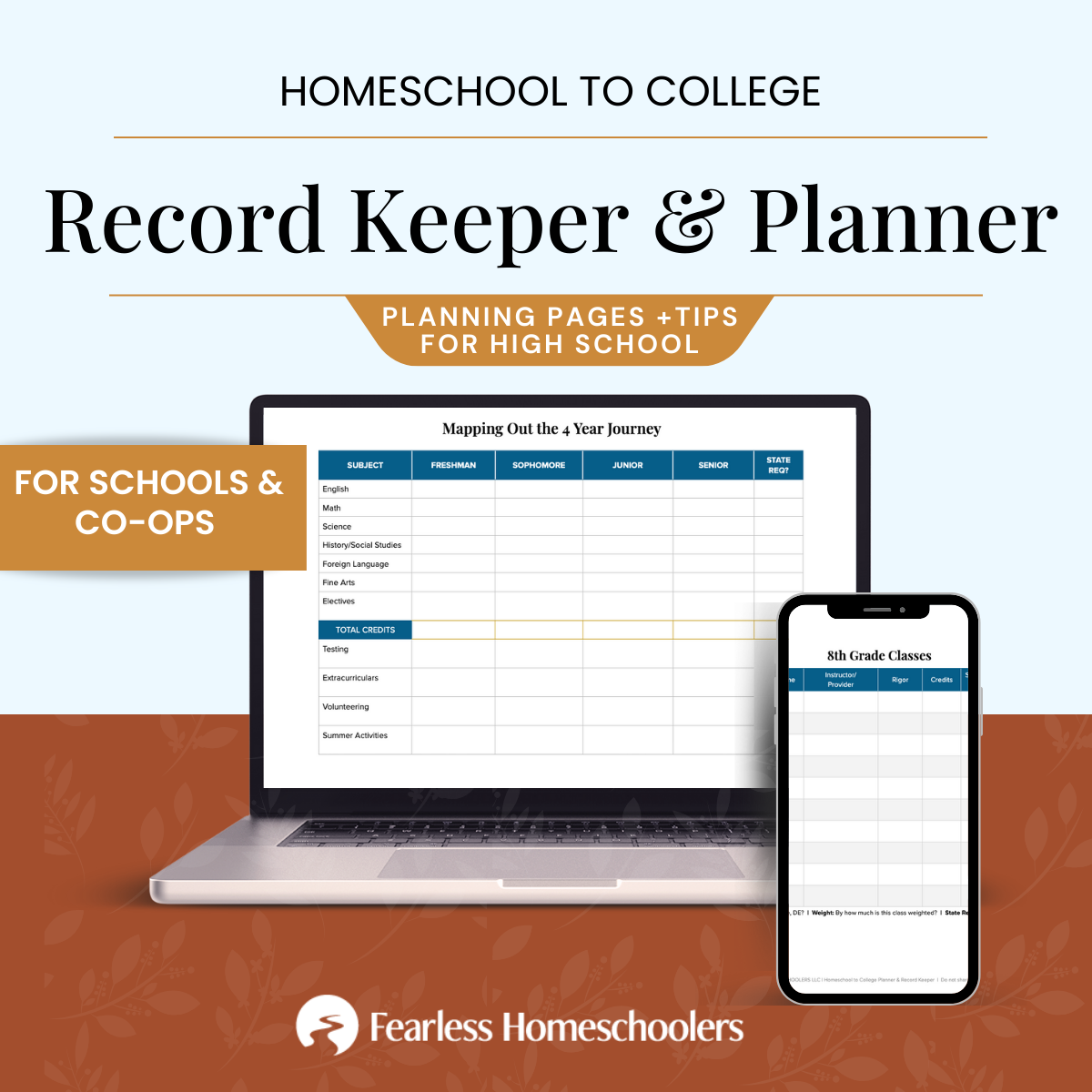 Homeschool Homeschool Record Keeper & Planner for Co-ops