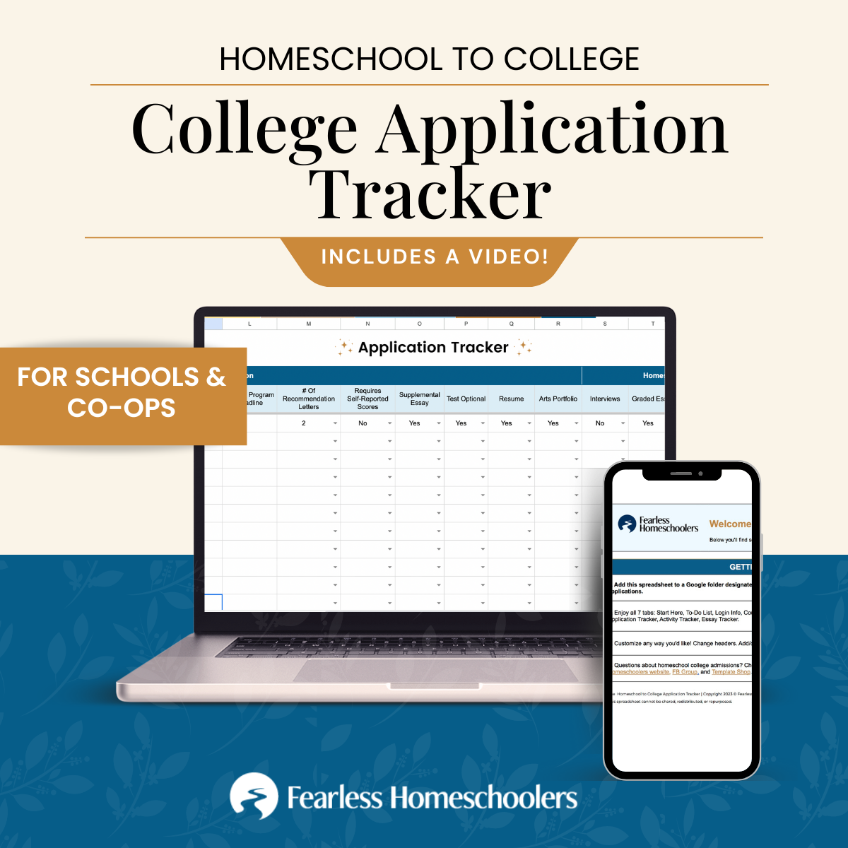 Homeschool College Application Tracker for co-ops