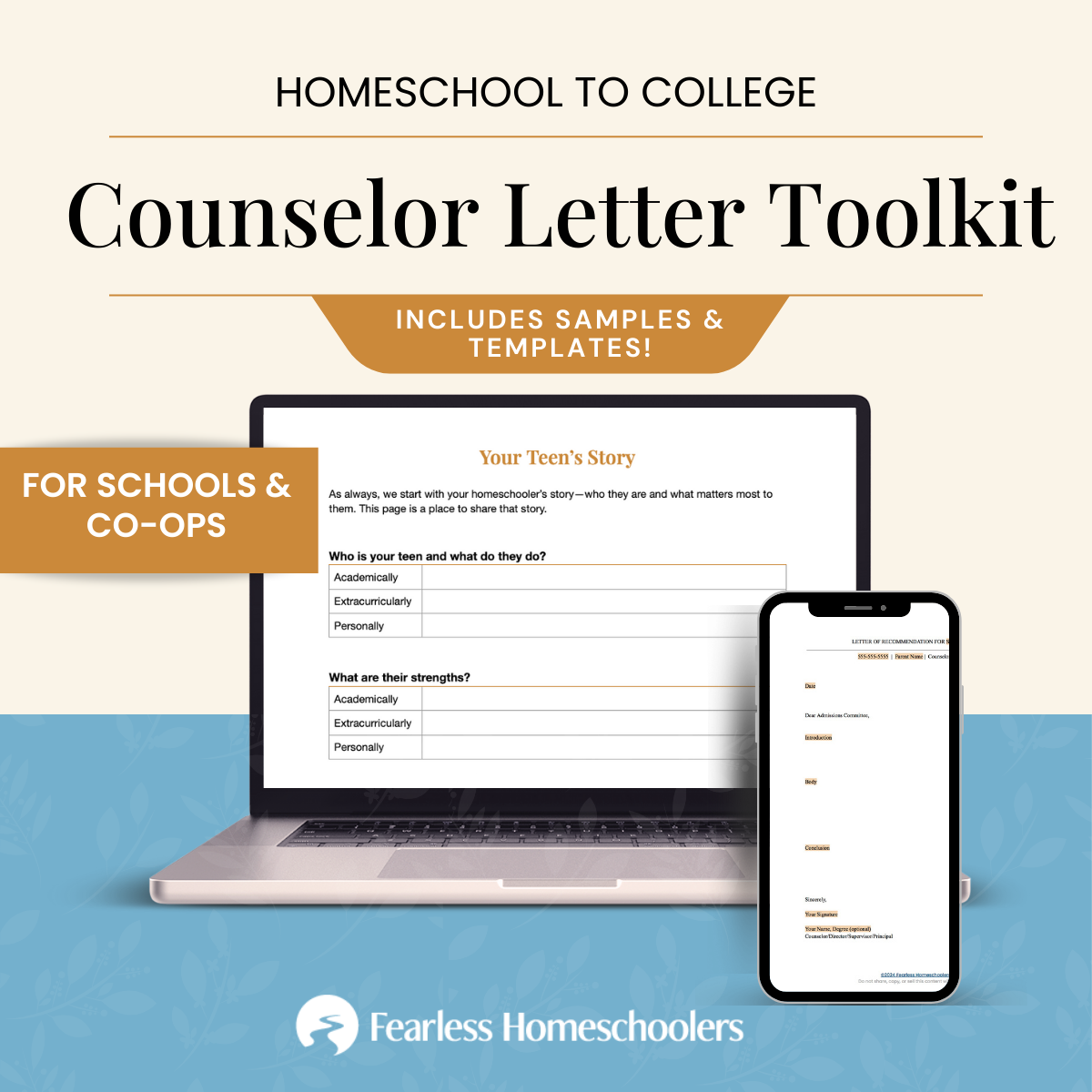 Homeschool Counselor Letter Template for co-ops