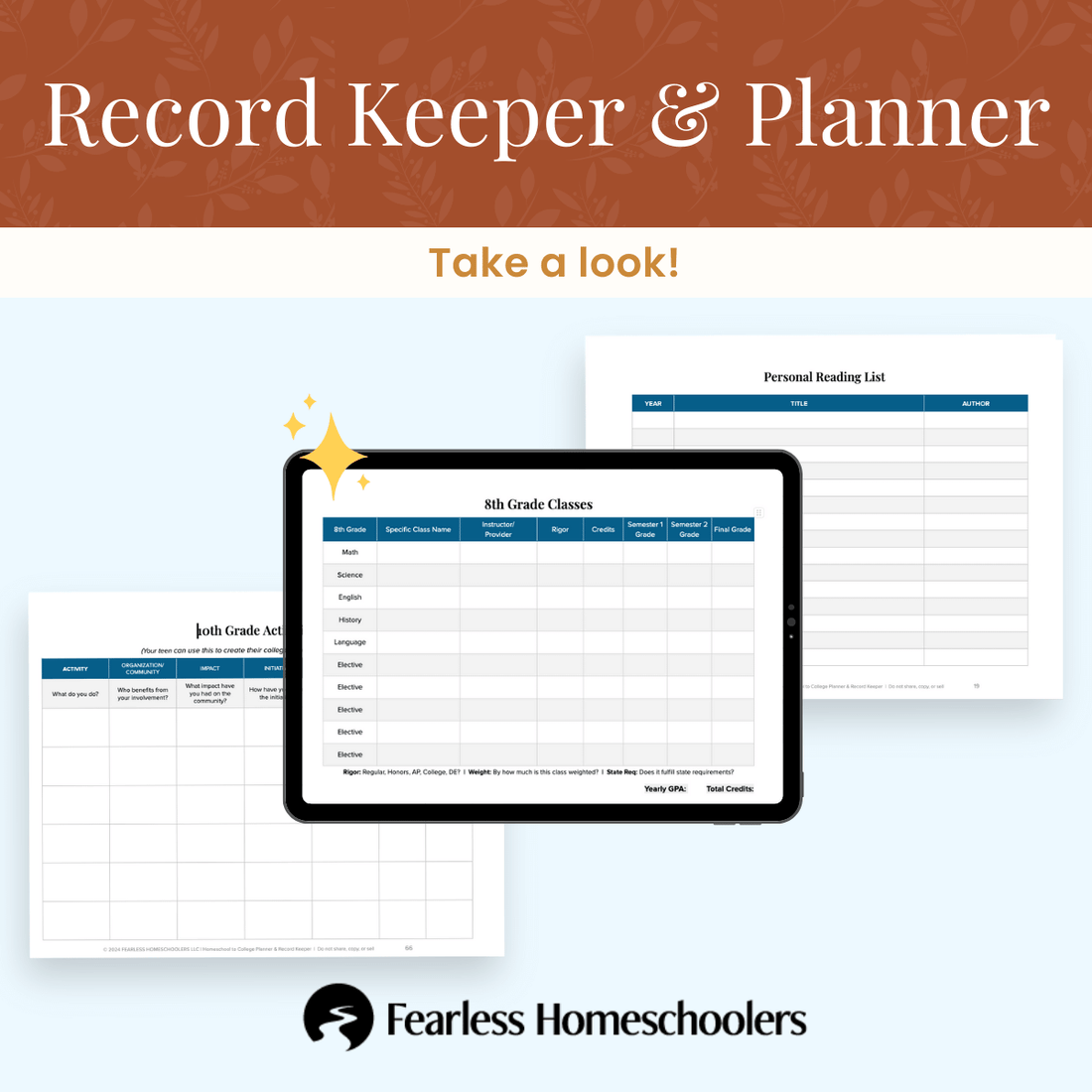 Homeschool High School Planner Pages