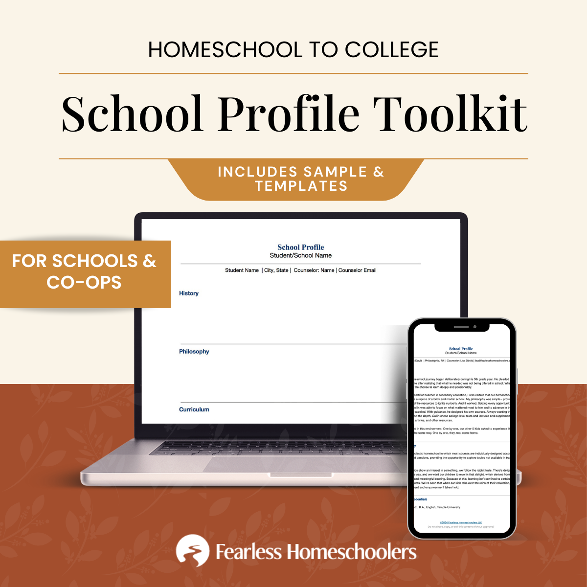 Homeschool School Profile Template for co-ops