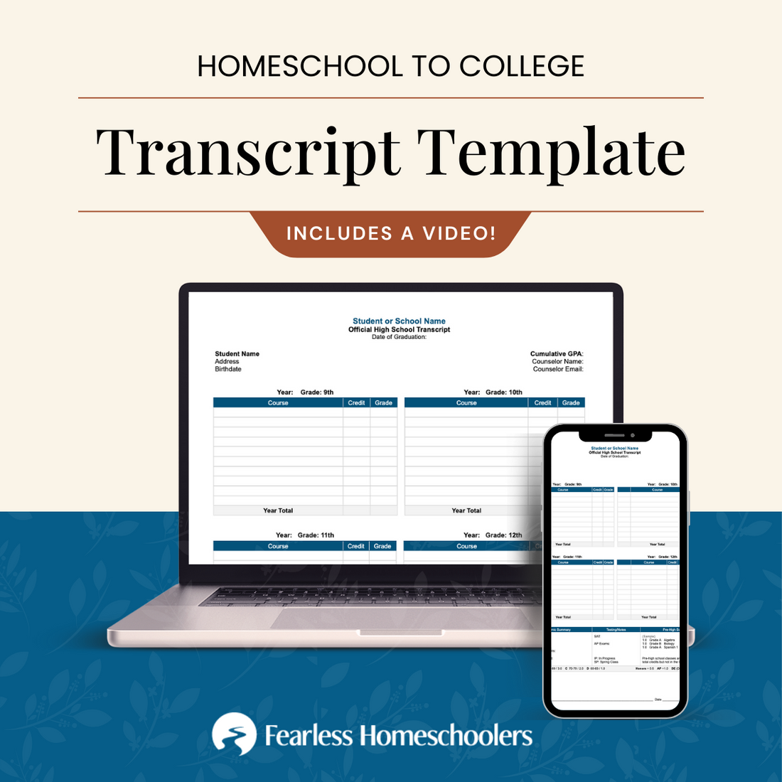 Homeschool to College: Transcript Template