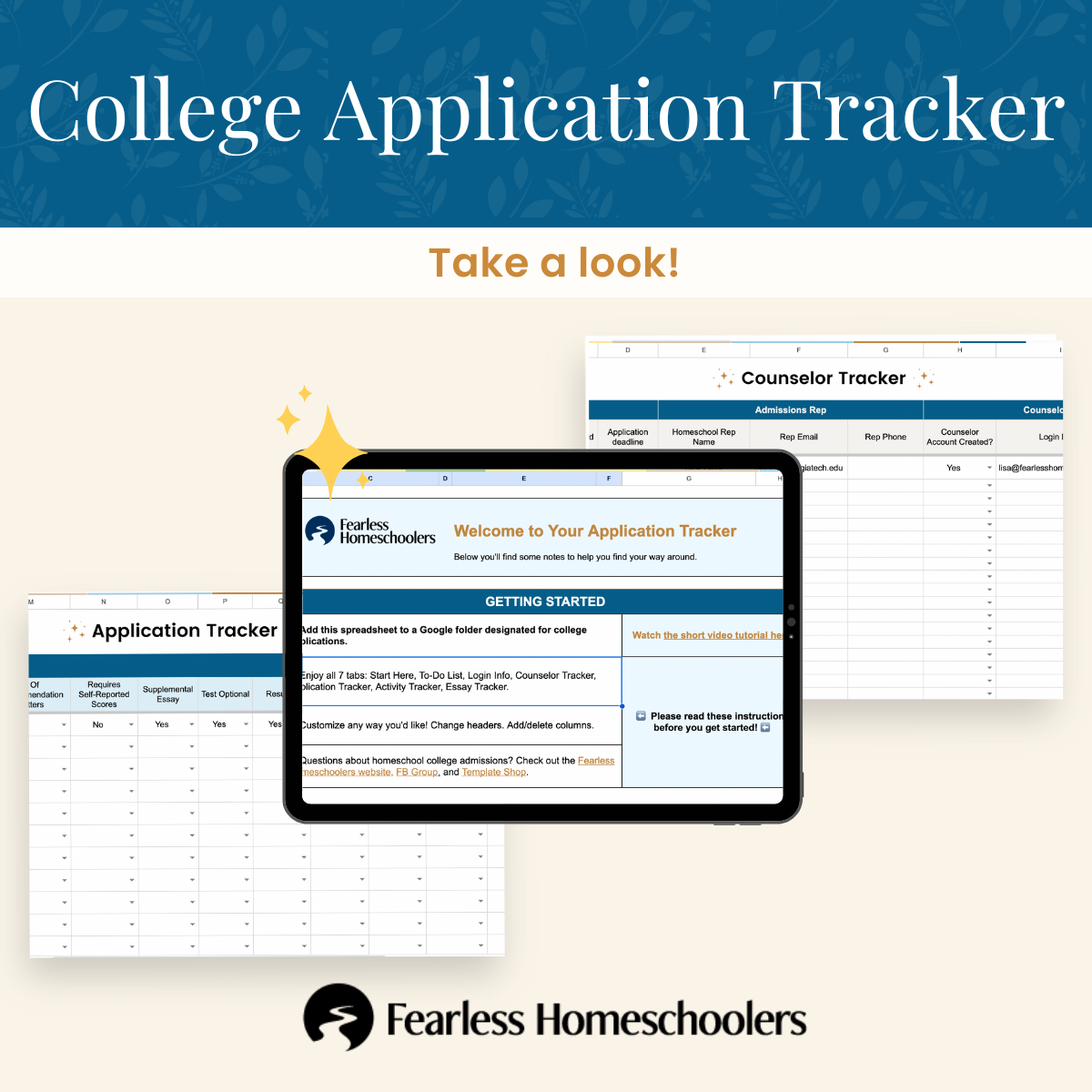 Homeschool College Application Tracker for co-ops samples